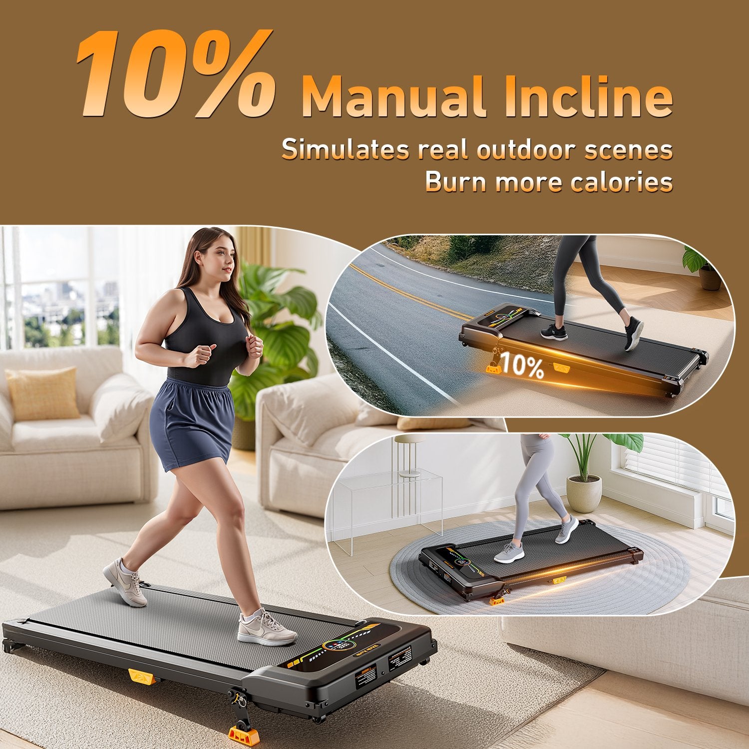 BestGod T1 Climb treadmill with a 10% manual incline, mimicking outdoor uphill walking to provide a more engaging and burn more calories