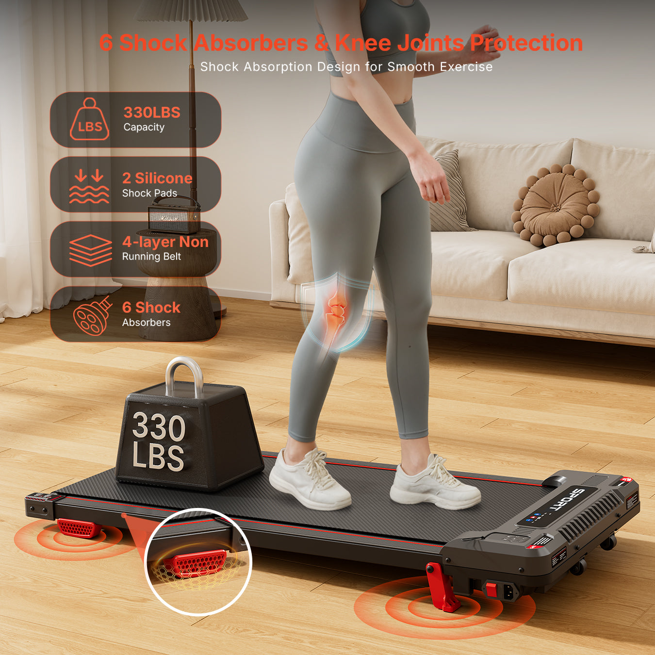Portable 4-in-1 Folding Incline Walking Pad – 330lb Capacity, 2.5HP Under Desk Treadmill with Vibration Massage, LED Display, Remote Control & Smart App Control - BestGod®