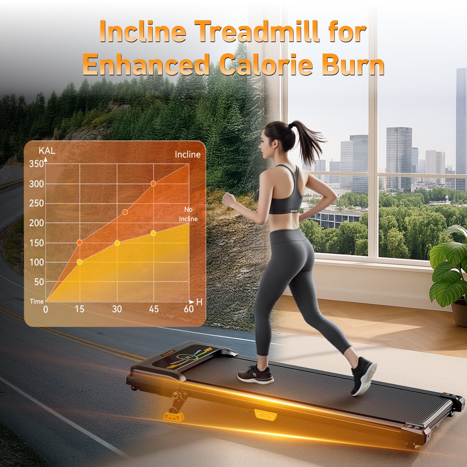 BestGod T1 Climb treadmill featuring a 10% manual incline, designed to engage more muscle groups and enhance calorie burn for effective workouts.