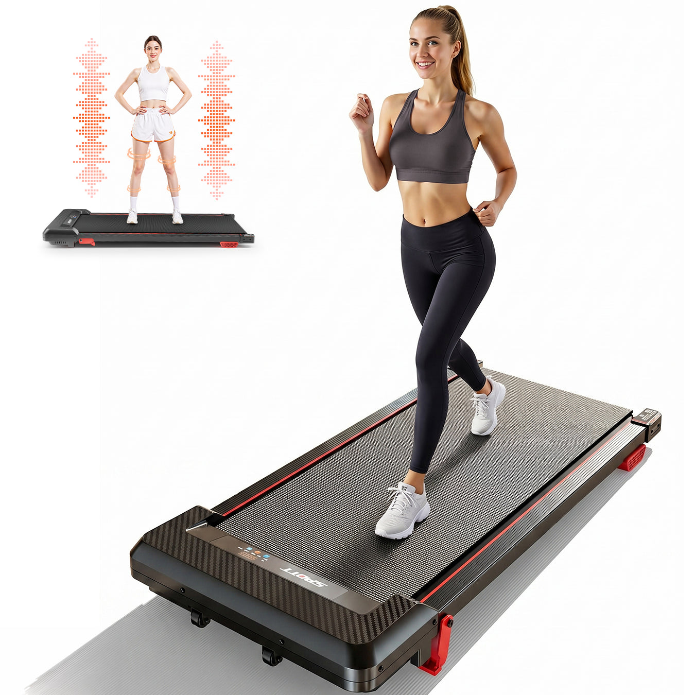 Folding Incline Walking Pad Treadmill with Vibration 330 lbs weight capacity - BestGod®