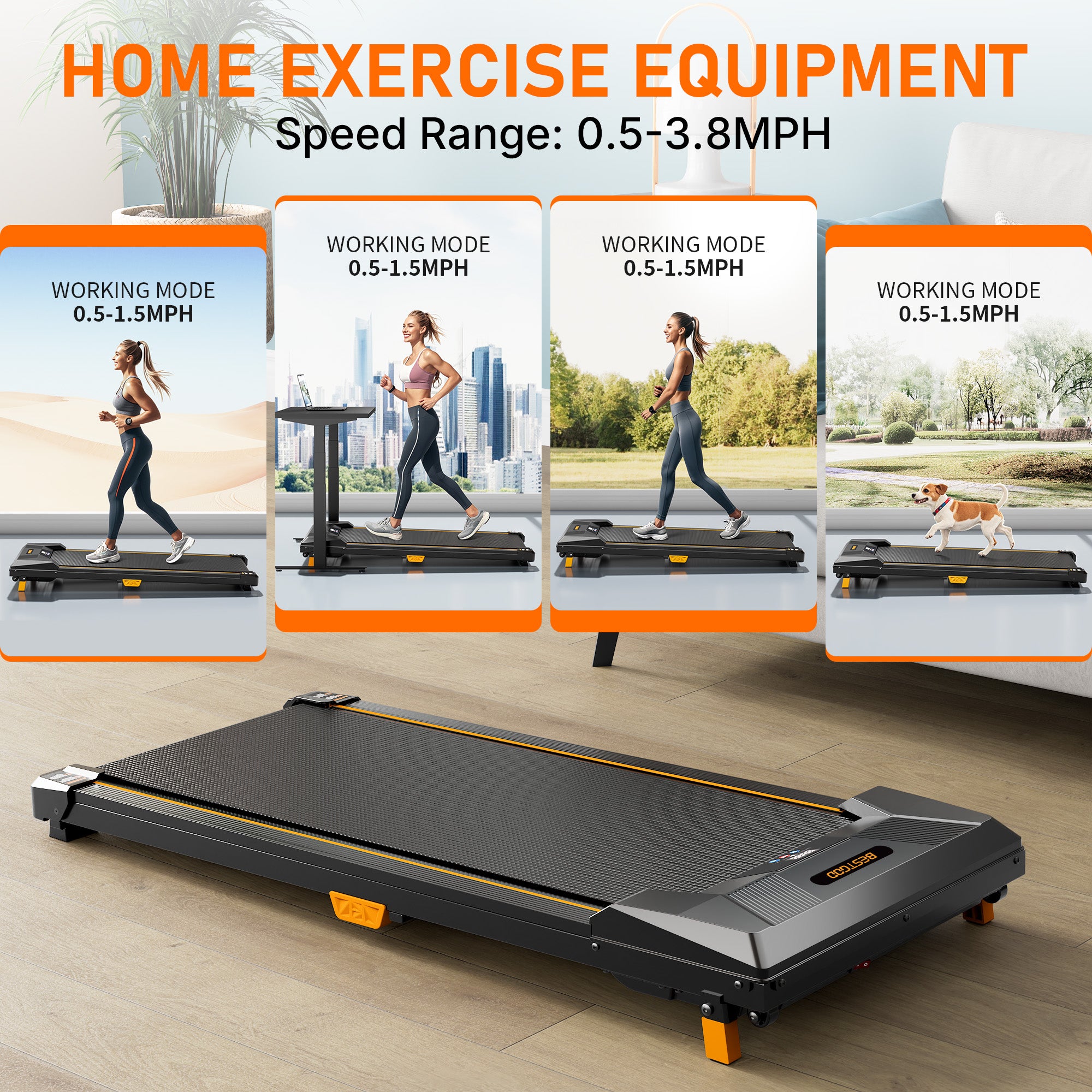 Under Desk Treadmill Walking Pad, 2.5HP 2-in-1 Jogging Foldable Portable Treadmill with Remote, 265LBS Capacity, Quiet Office/Home Use - BestGod®