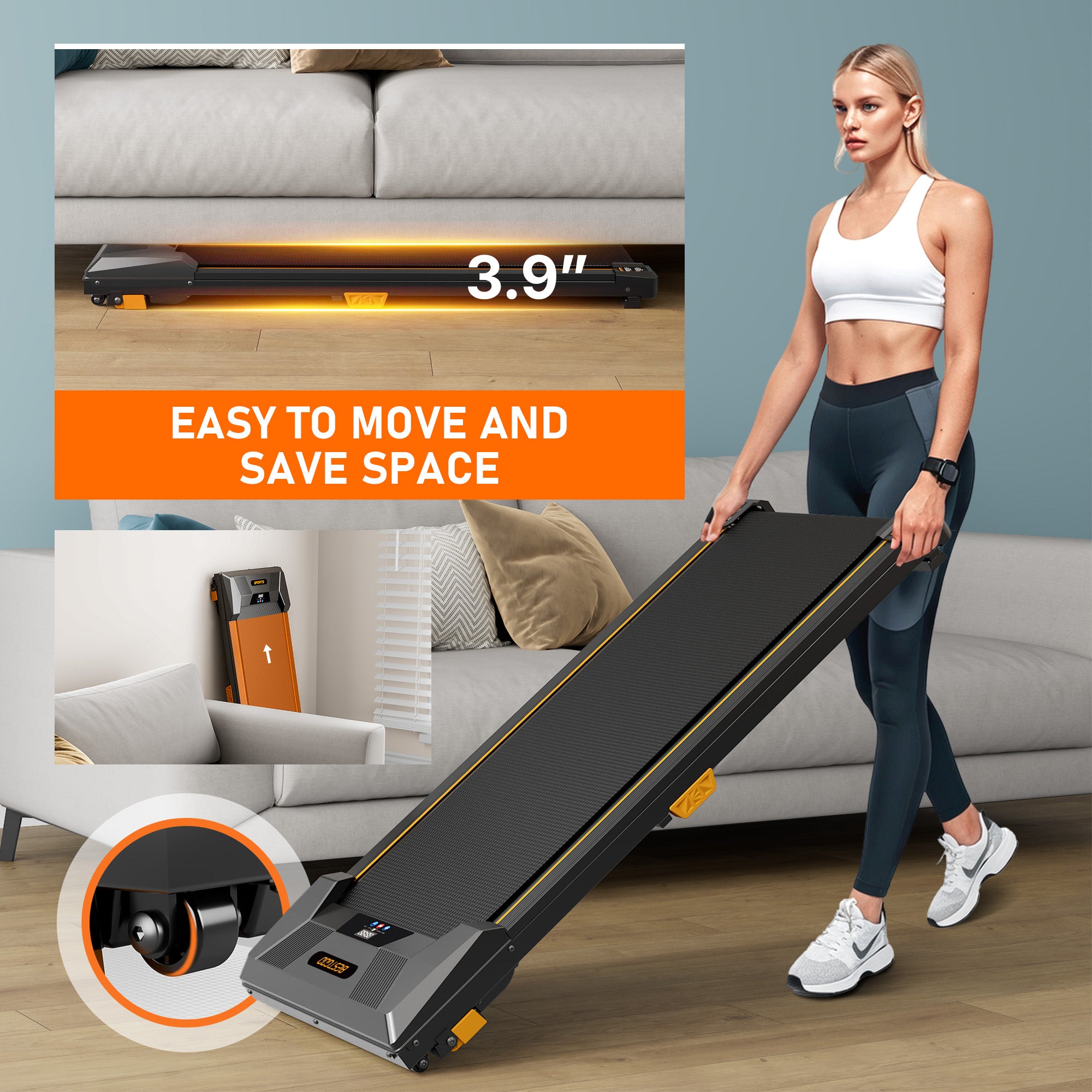 Under Desk Treadmill Walking Pad, 2.5HP 2-in-1 Jogging Foldable Portable Treadmill with Remote, 265LBS Capacity, Quiet Office/Home Use - BestGod®