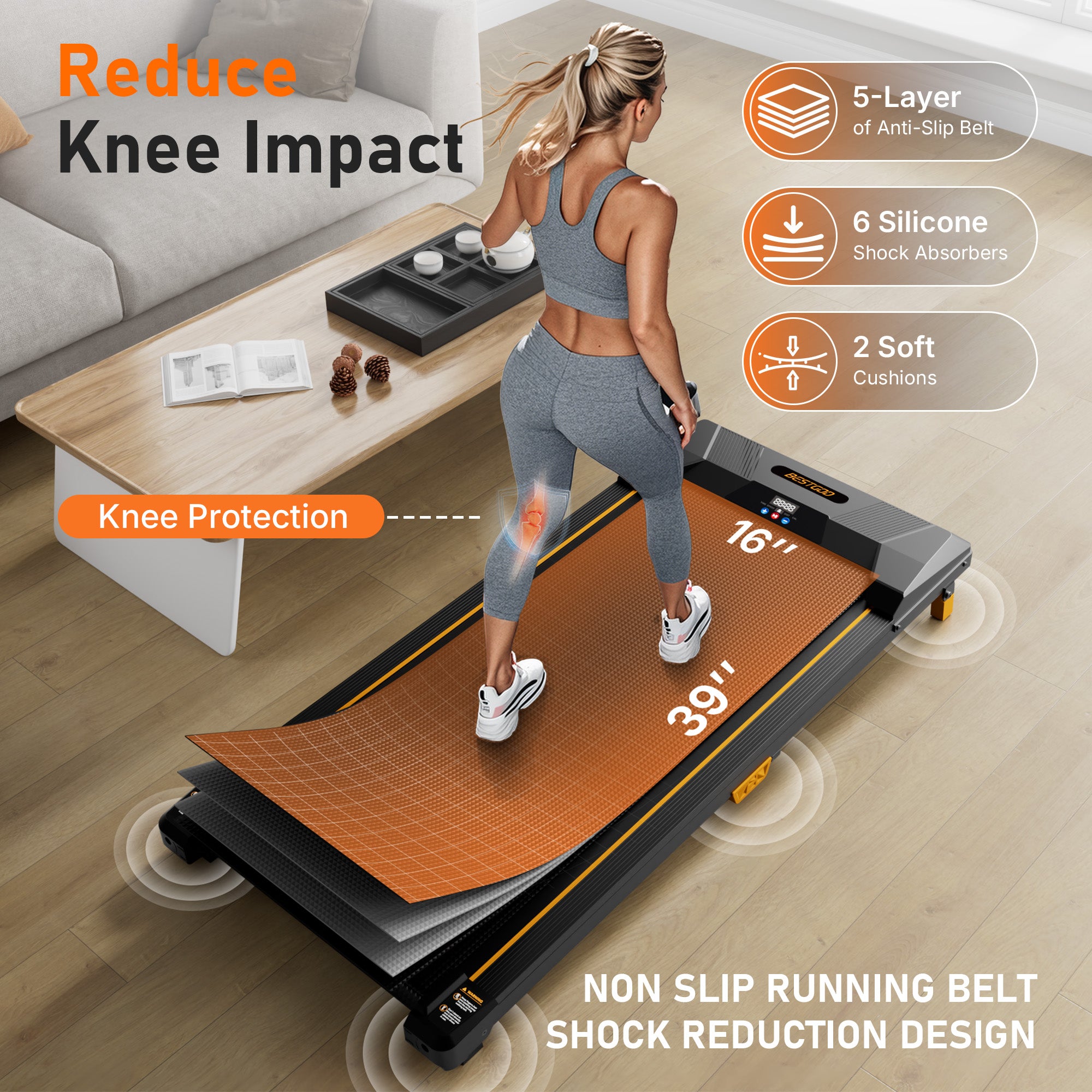 Under Desk Treadmill Walking Pad, 2.5HP 2-in-1 Jogging Foldable Portable Treadmill with Remote, 265LBS Capacity, Quiet Office/Home Use - BestGod®