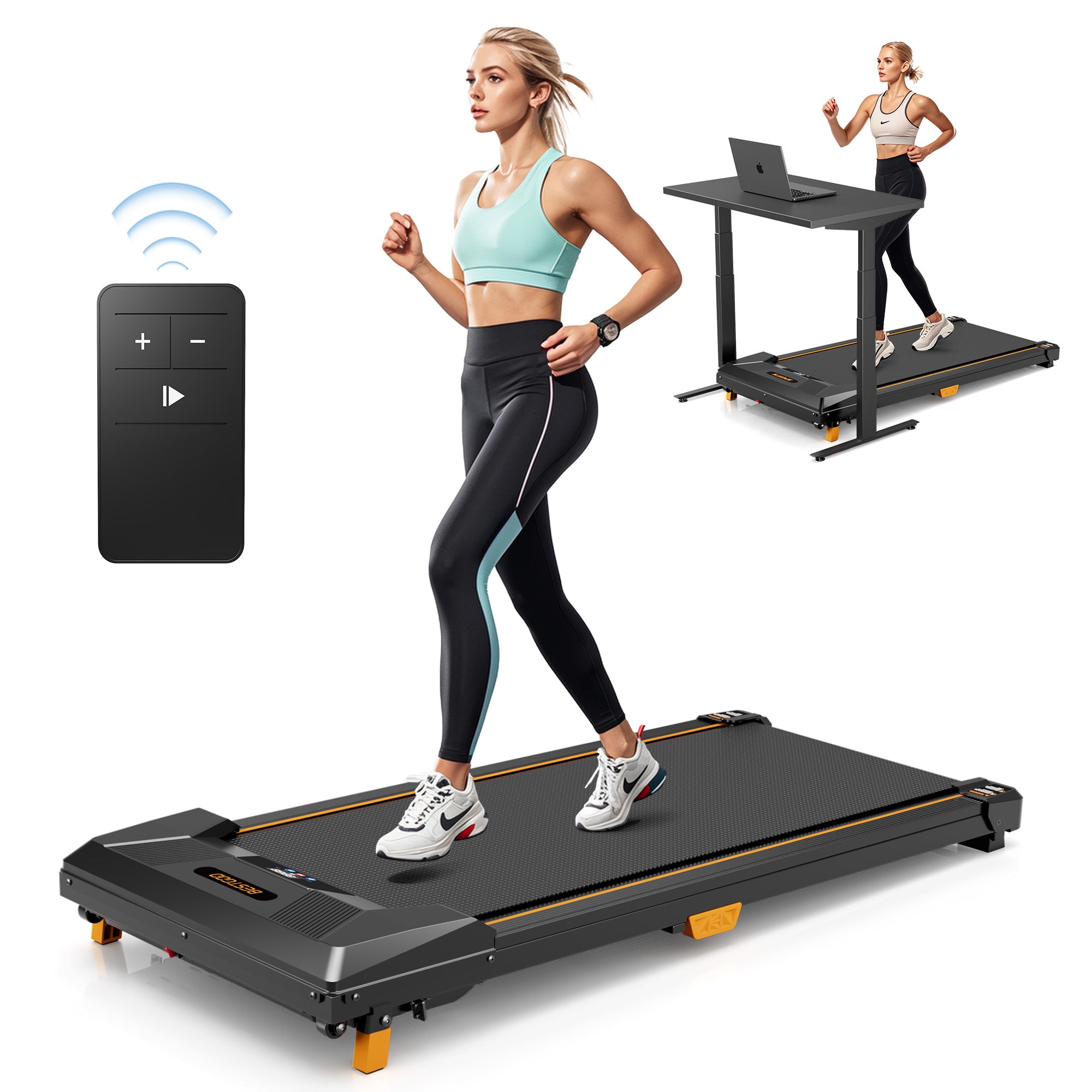 Under Desk Treadmill Walking Pad, 2.5HP 2-in-1 Jogging Foldable Portable Treadmill with Remote, 265LBS Capacity, Quiet Office/Home Use - BestGod®