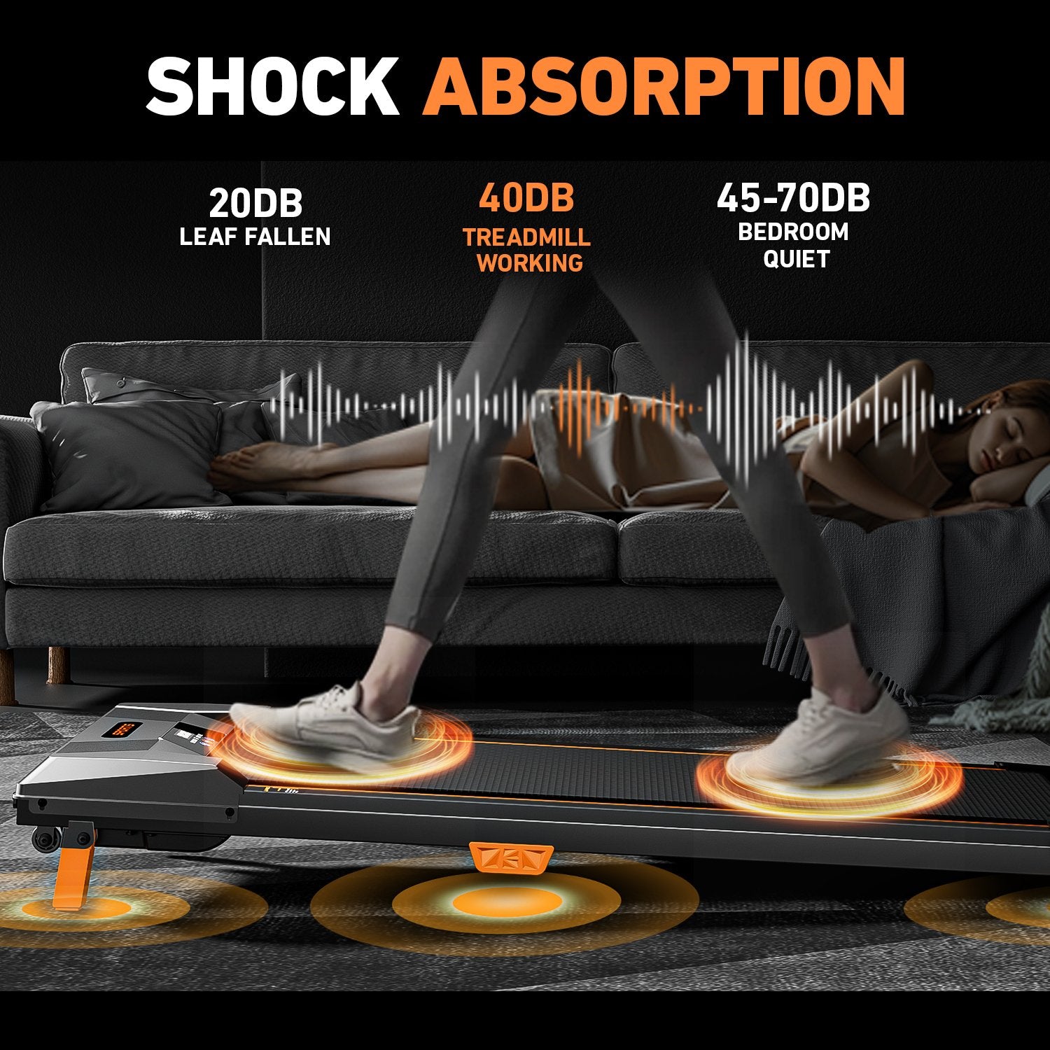 Close-up of the shock-absorbing, anti-slip running belt of BestGod T1 Classic walking pad.