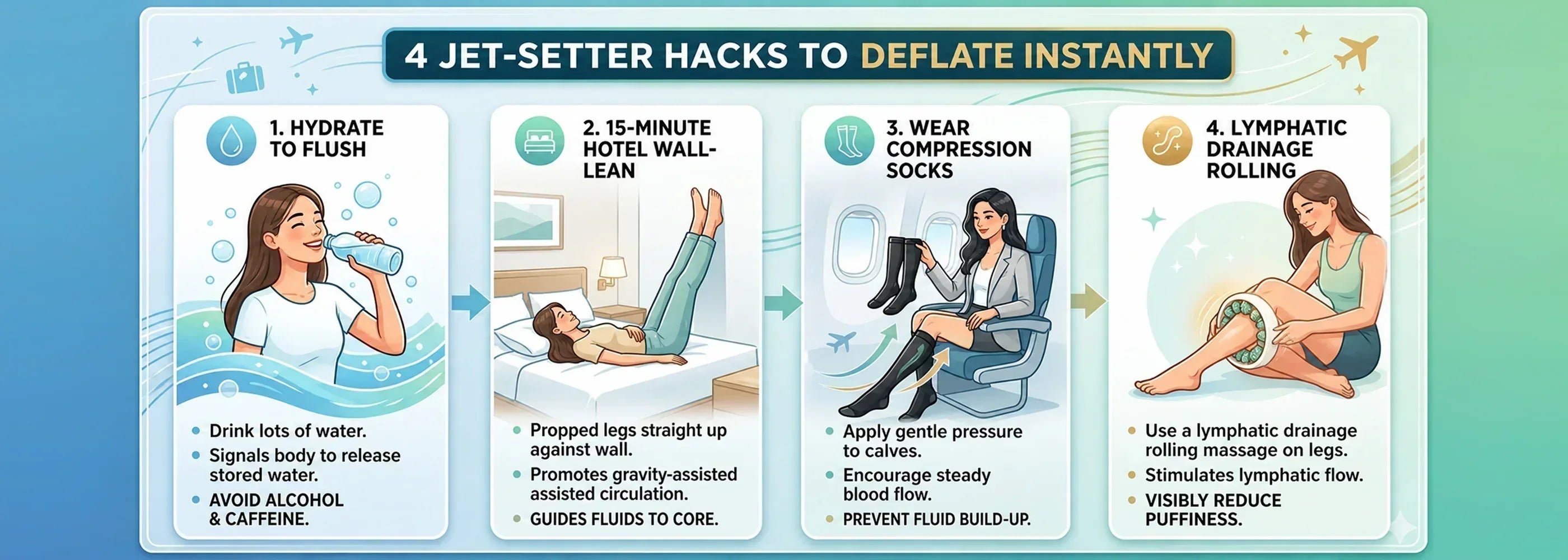How to Avoid “Airplane Legs”: 4 Jet-Setter Secrets to Deflate Travel Bloat