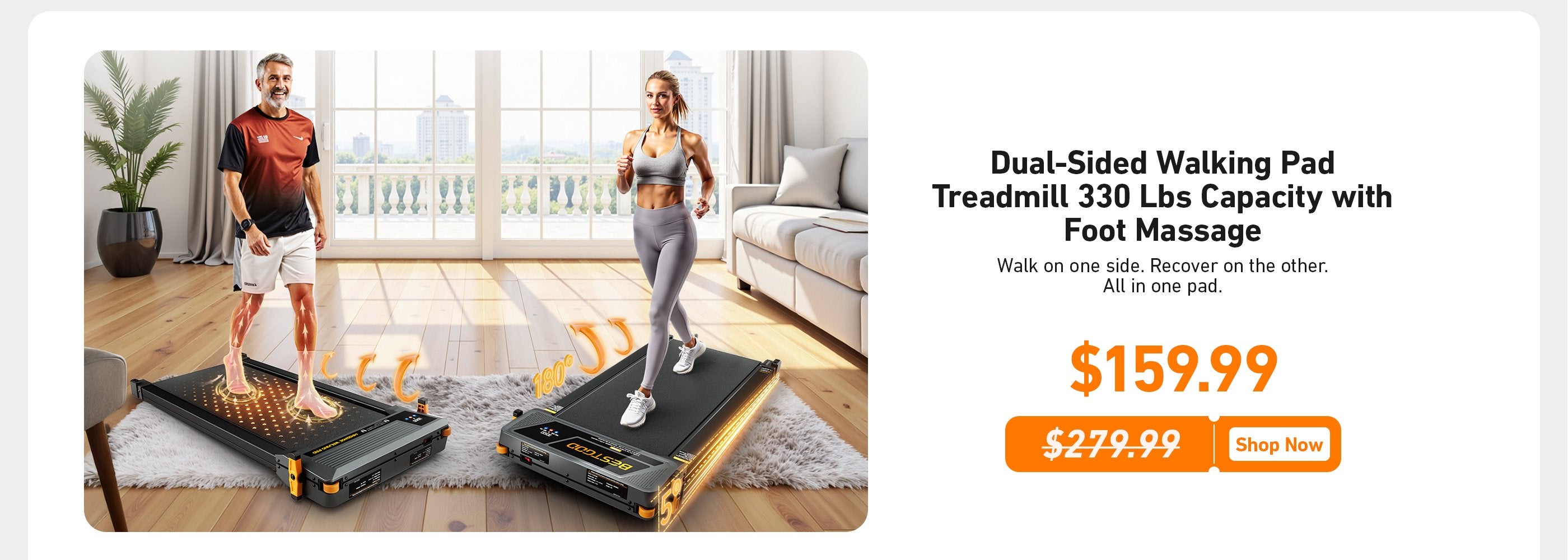 bestgod dual-sided massage walking pad summersale discount $159.99 only today