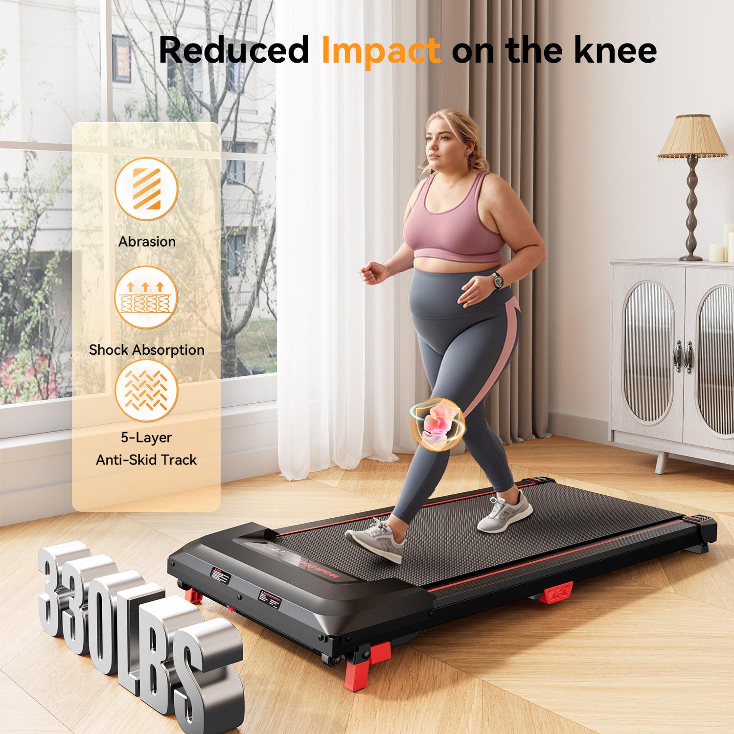 WalkWake Classic 5% Incline Under Desk Walking Pad, 330 Lbs