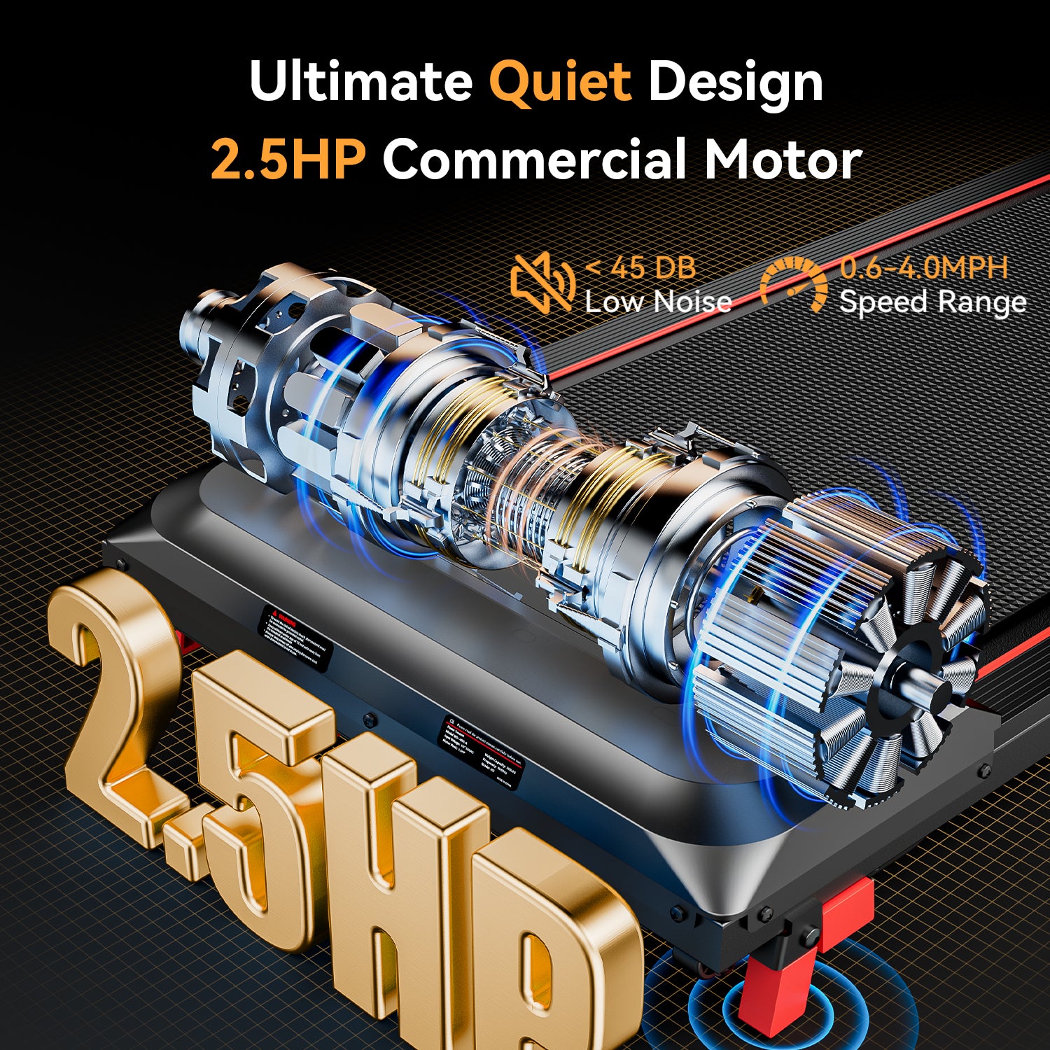 WalkWake Classic 5% Incline Under Desk Walking Pad, 330 Lbs