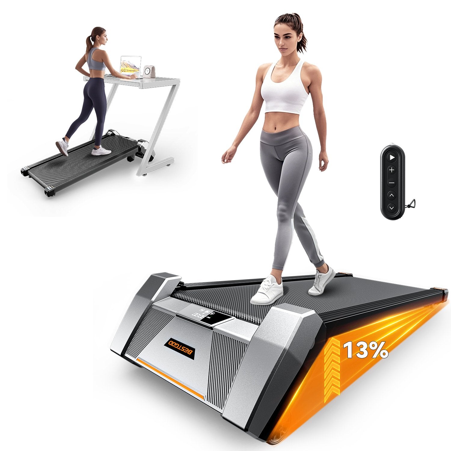 BestGod H6 13% Auto Incline Smart Walking Pad Treadmill with Remote Control, 450 Lbs Capacity