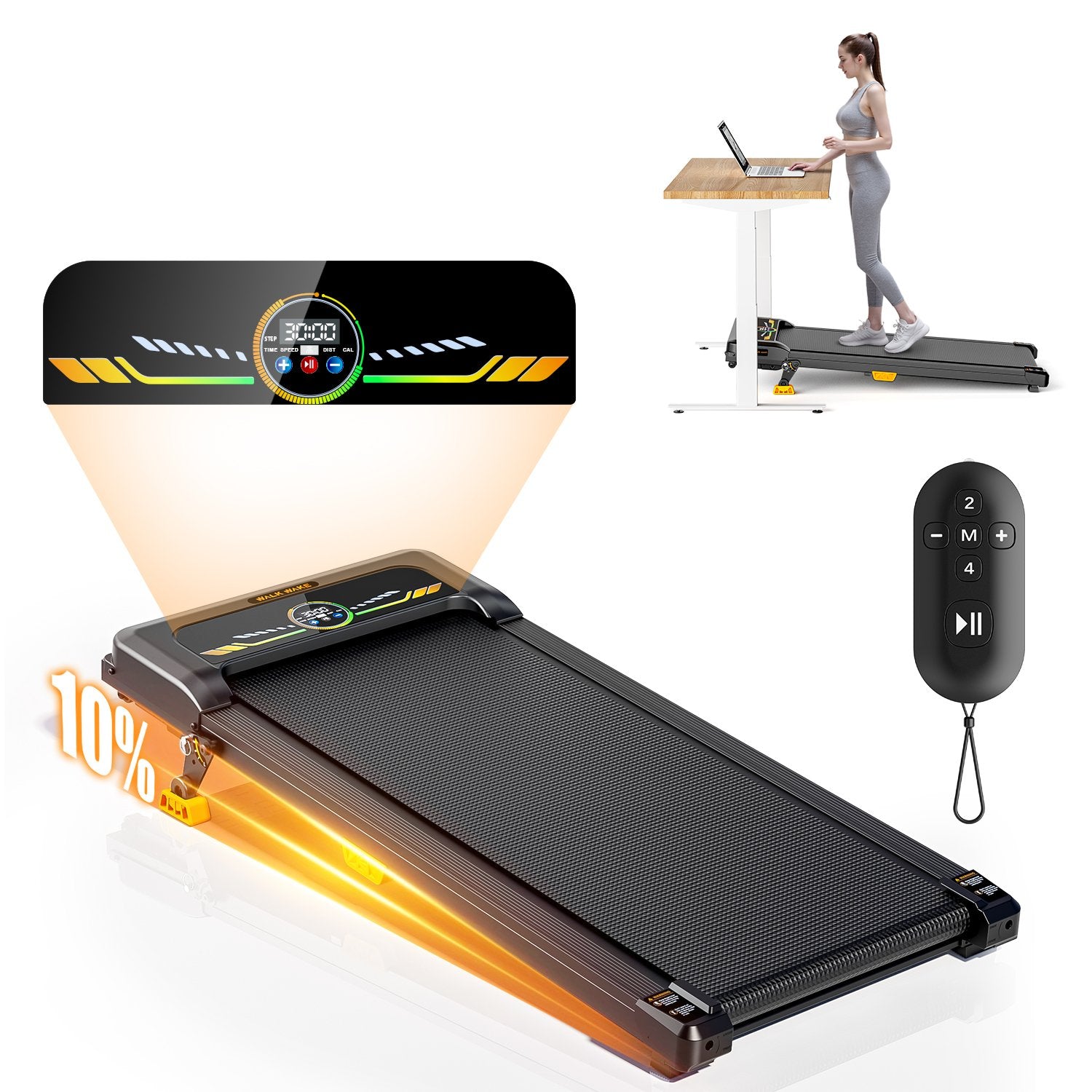 Model walking on the BestGod T1 Climb treadmill, demonstrating its compact and user-friendly design, perfect for home or office use.
