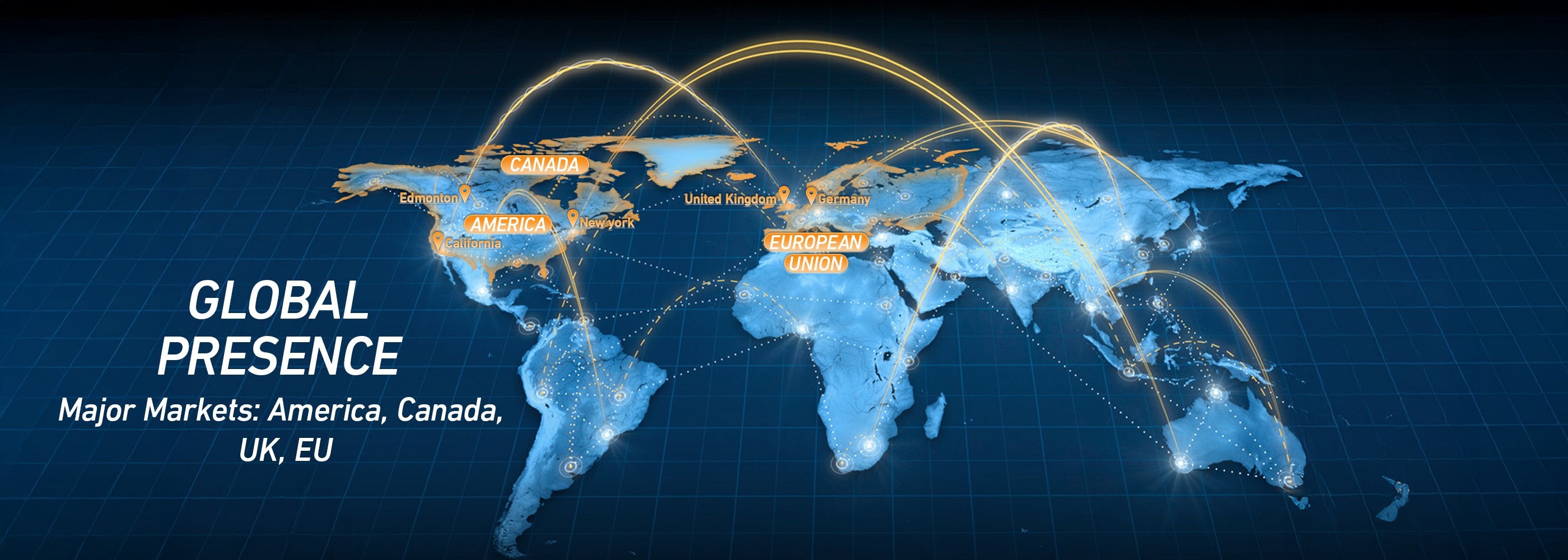 BestGod global presence map showcasing major markets in America, Canada, UK, and EU.