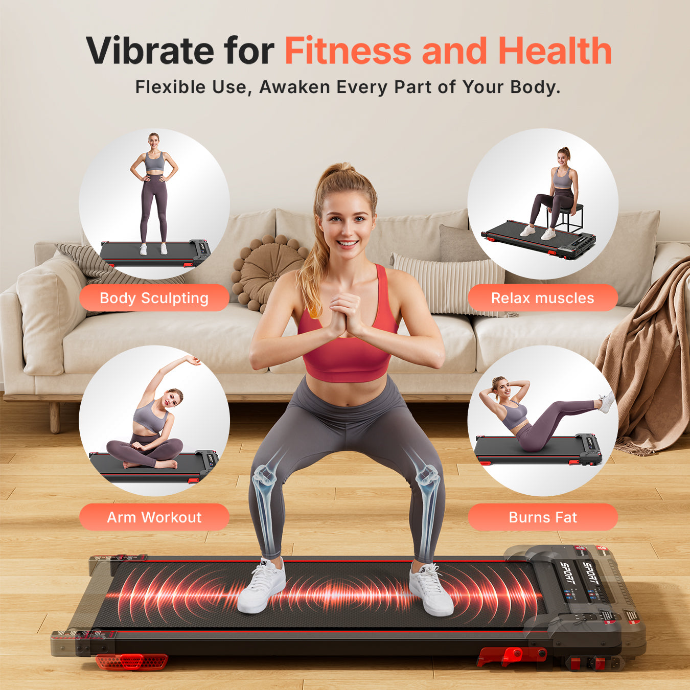 Portable 4-in-1 Folding Incline Walking Pad – 330lb Capacity, 2.5HP Under Desk Treadmill with Vibration Massage, LED Display, Remote Control & Smart App Control - BestGod®