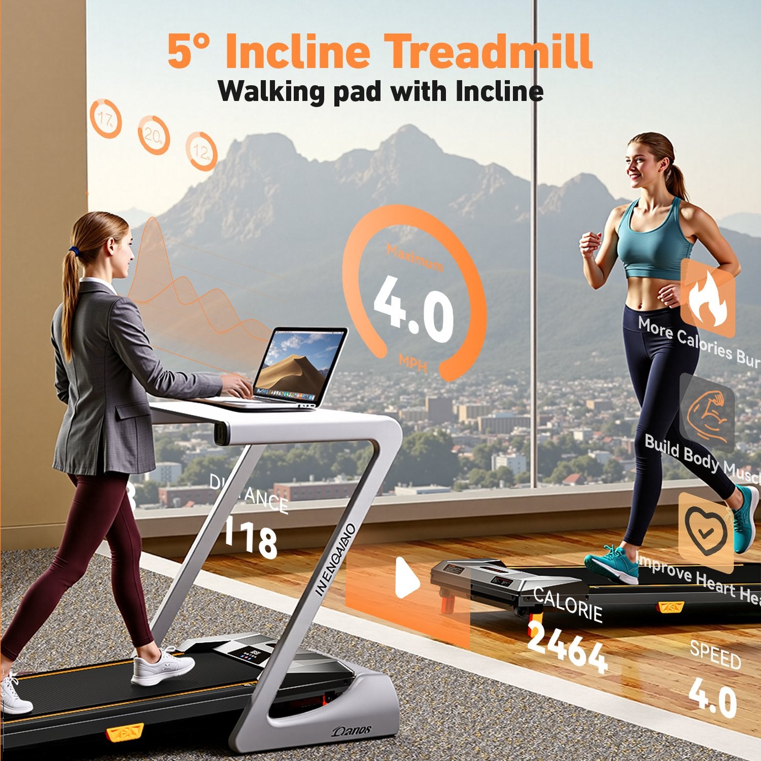 5% incline angle on the BestGod T1 Classic walking pad for enhanced fat burning and muscle activation.