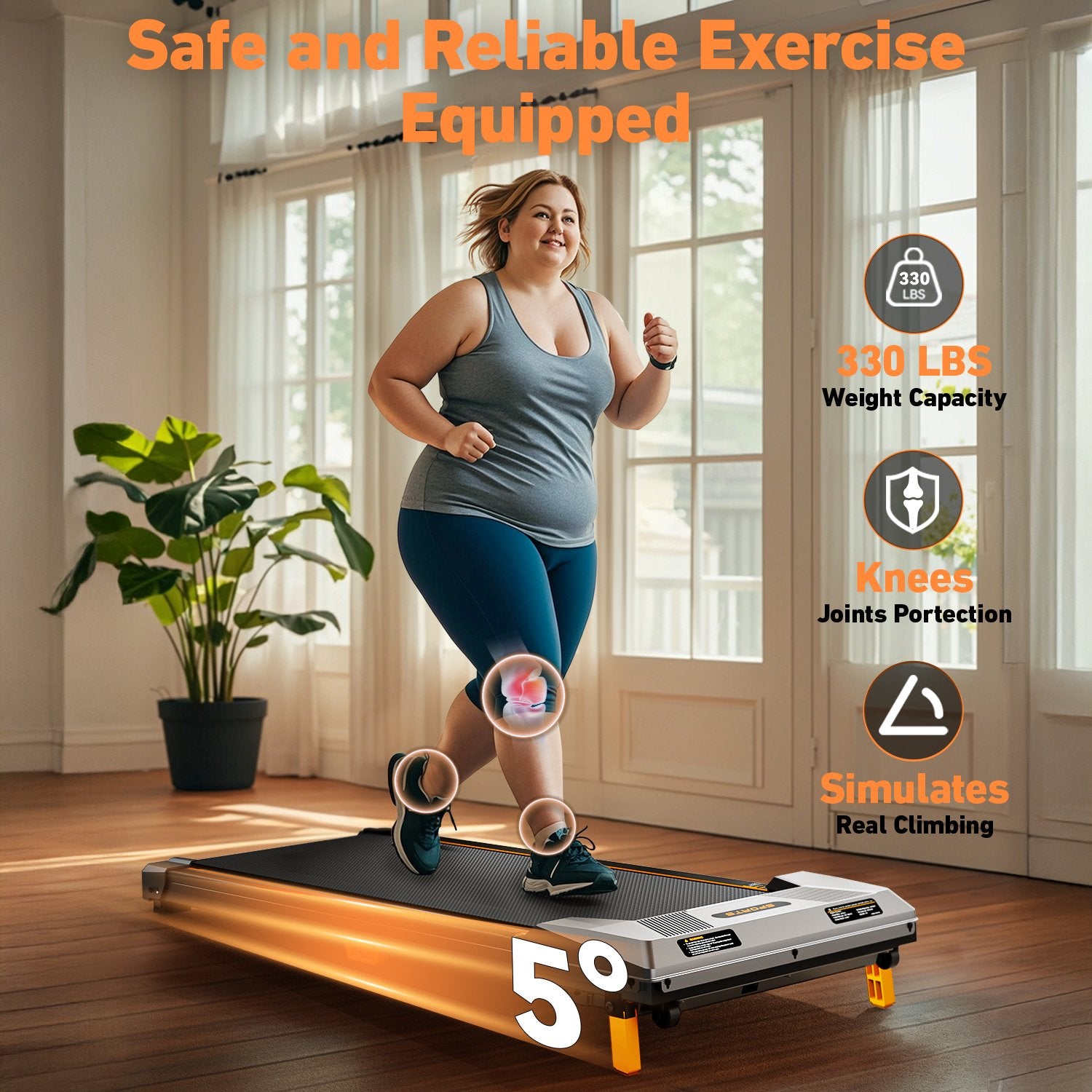 BestGod T1 Classic walking pad used in a modern home setting, showcasing its quiet operation and compact design.